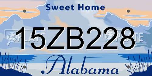 15ZB228 Alabama License Plate