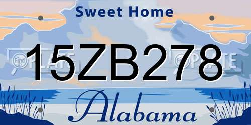 15ZB278 Alabama License Plate