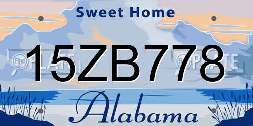 15ZB778 Alabama License Plate