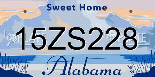 15ZS228 Alabama License Plate