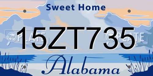 15ZT735 Alabama License Plate
