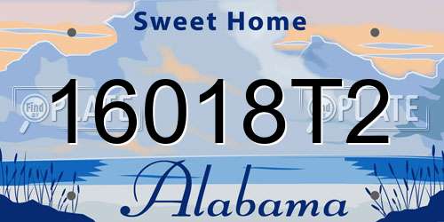 16018T2 Alabama License Plate