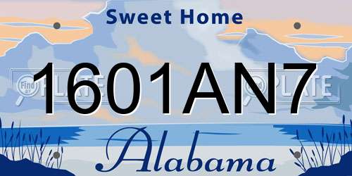 1601AN7 Alabama License Plate