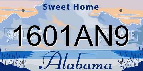 1601AN9 Alabama License Plate