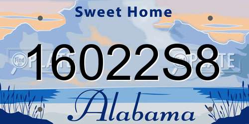 16022S8 Alabama License Plate