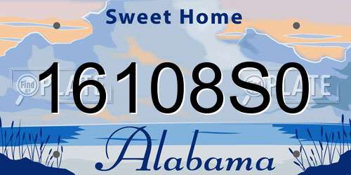 16108S0 Alabama License Plate