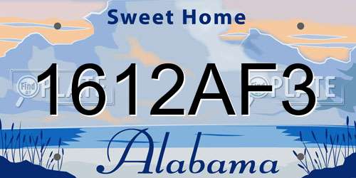 1612AF3 Alabama License Plate