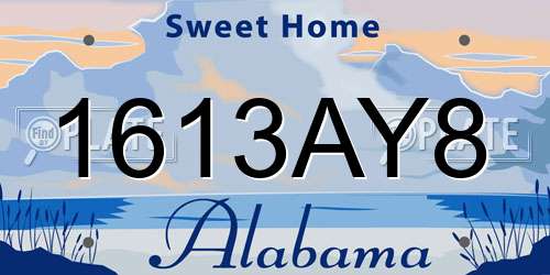 1613AY8 Alabama License Plate