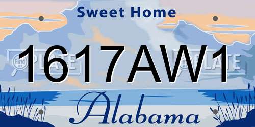 1617AW1 Alabama License Plate