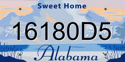 16180D5 Alabama License Plate