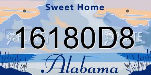 16180D8 Alabama License Plate