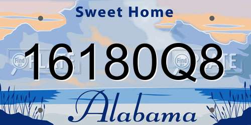 16180Q8 Alabama License Plate