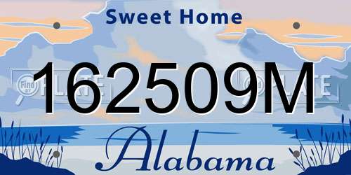 162509M Alabama License Plate