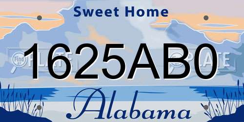 1625AB0 Alabama License Plate