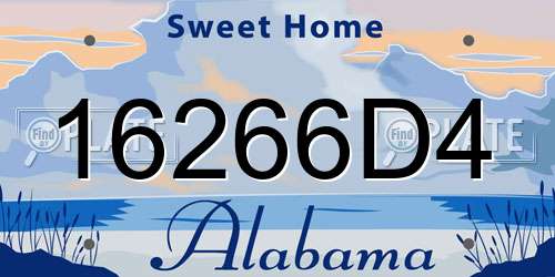 16266D4 Alabama License Plate