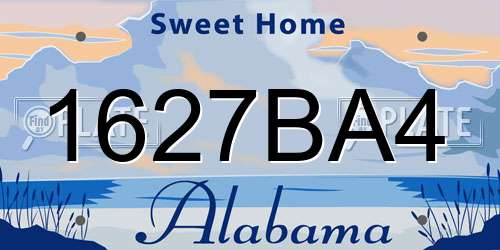 1627BA4 Alabama License Plate