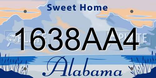1638AA4 Alabama License Plate
