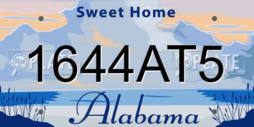 1644AT5 Alabama License Plate
