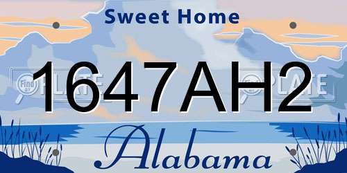 1647AH2 Alabama License Plate