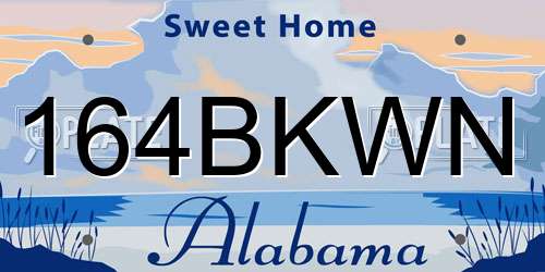 164BKWN Alabama License Plate