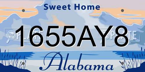 1655AY8 Alabama License Plate