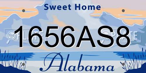 1656AS8 Alabama License Plate