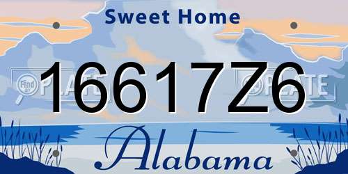 16617Z6 Alabama License Plate