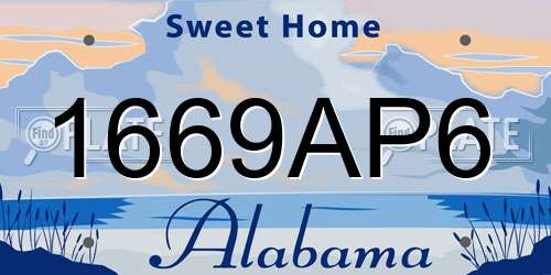 1669AP6 Alabama License Plate