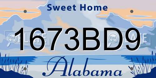 1673BD9 Alabama License Plate