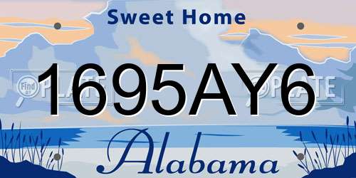 1695AY6 Alabama License Plate