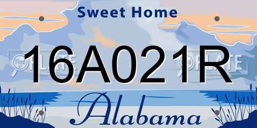 16A021R Alabama License Plate