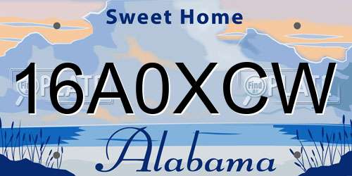 16A0XCW Alabama License Plate