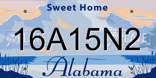 16A15N2 Alabama License Plate