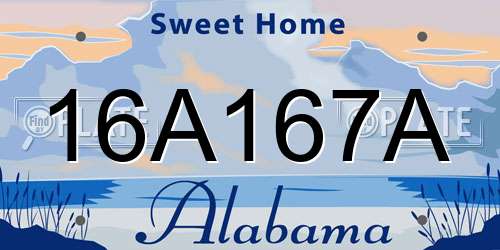 16A167A Alabama License Plate