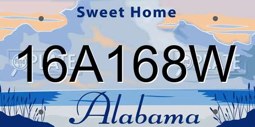 16A168W Alabama License Plate