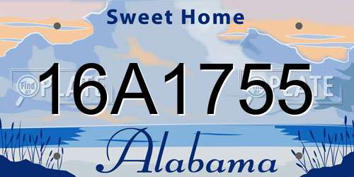 16A1755 Alabama License Plate