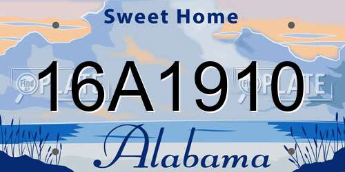 16A1910 Alabama License Plate
