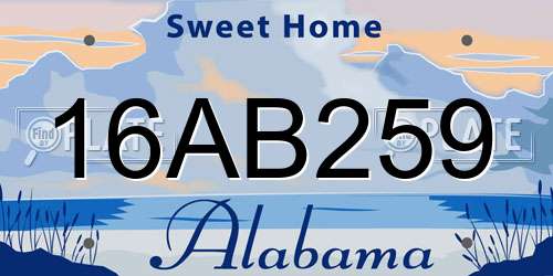 16AB259 Alabama License Plate