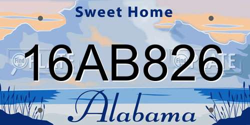 16AB826 Alabama License Plate