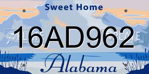 16AD962 Alabama License Plate