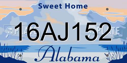 16AJ152 Alabama License Plate