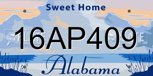16AP409 Alabama License Plate