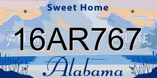 16AR767 Alabama License Plate