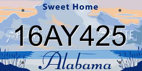 16AY425 Alabama License Plate