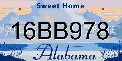16BB978 Alabama License Plate