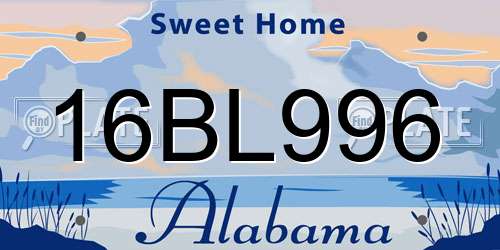 16BL996 Alabama License Plate