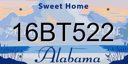 16BT522 Alabama License Plate