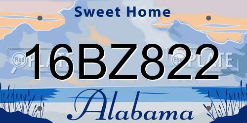 16BZ822 Alabama License Plate