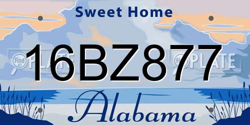 16BZ877 Alabama License Plate