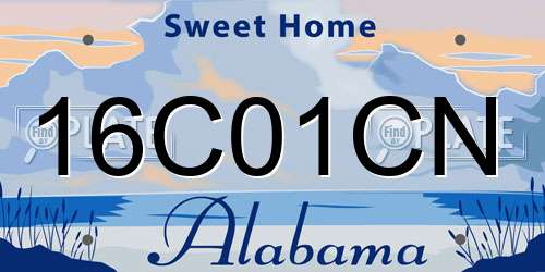 16C01CN Alabama License Plate